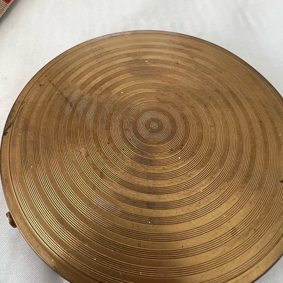 Antique Vintage Black and Gold Gorgeous Beauty Powder Mirror Compact - Picture 5 of 6